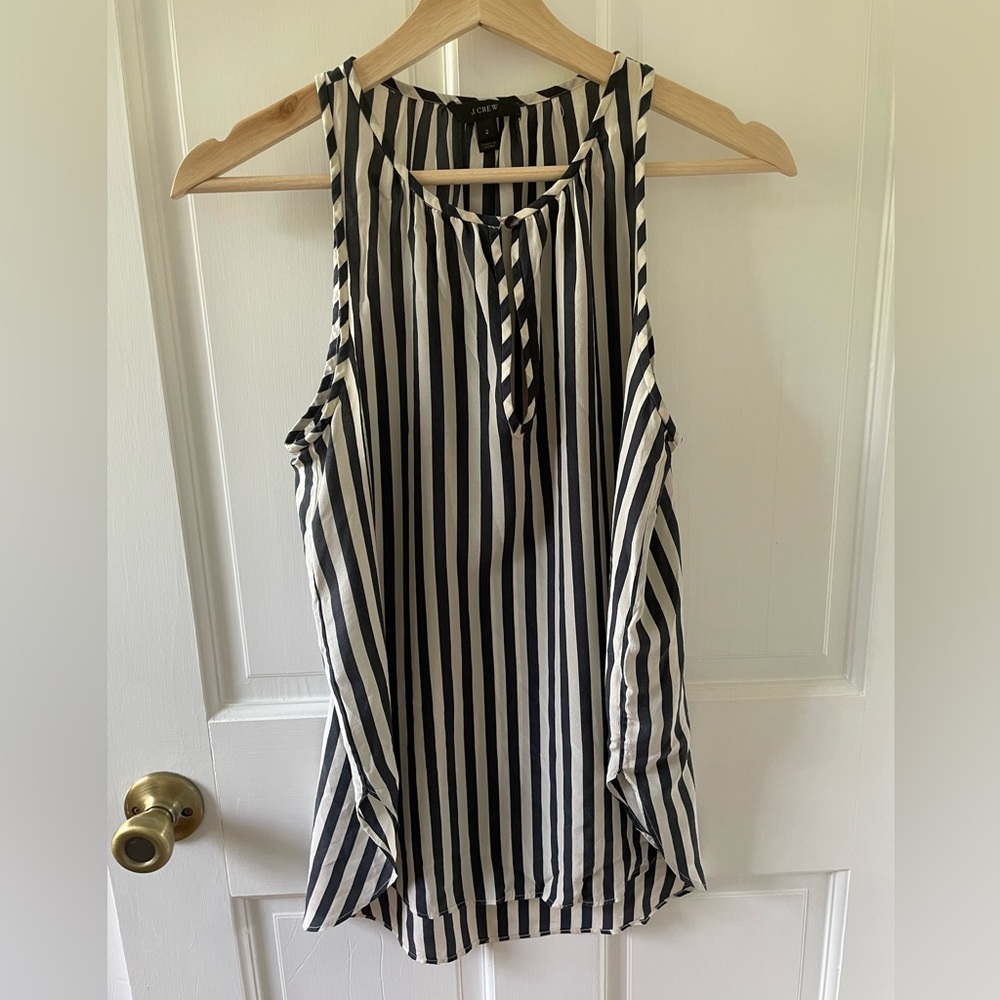 JCrew 100% Silk Striped Tank